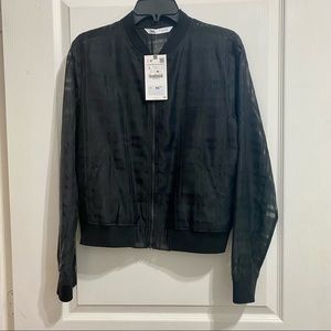ZARA See Through Jacket, size M, Black, NEW with tag $39